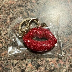 Red Rhinestone Lip Keychain Bag Charm